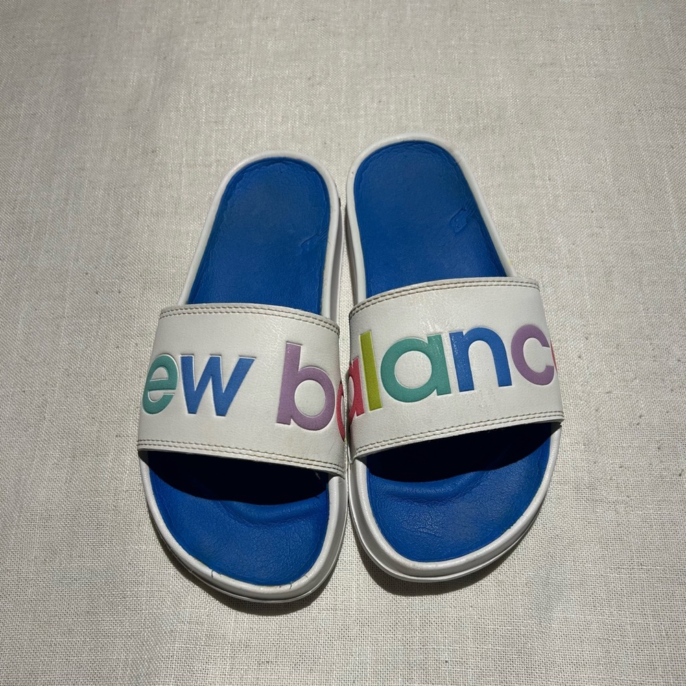 New Balance Kids Slide Sandals - White and Blue